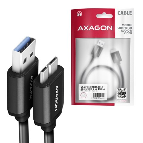 AXAGON BUMM3-AM10AB Kabel Micro-B USB USB-A 3.2 Gen 1, 1m, 3A, ALU, PVC Czarny AXAGON BUMM3-AM10AB Kabel Micro-B USB USB-A 3.2 Gen 1, 1m, 3A, ALU, PVC Czarny