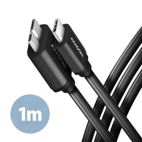 AXAGON BUMM3-CM10AB Kabel Micro-B USB, USB-C 3.2 Gen 1, 1m, 3A, ALU, PVC Czarny AXAGON BUMM3-CM10AB Kabel Micro-B USB, USB-C 3.2 Gen 1, 1m, 3A, ALU, PVC Czarny