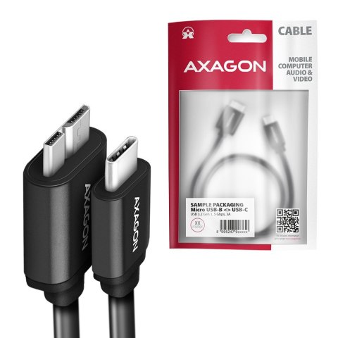 AXAGON BUMM3-CM10AB Kabel Micro-B USB, USB-C 3.2 Gen 1, 1m, 3A, ALU, PVC Czarny AXAGON BUMM3-CM10AB Kabel Micro-B USB, USB-C 3.2 Gen 1, 1m, 3A, ALU, PVC Czarny