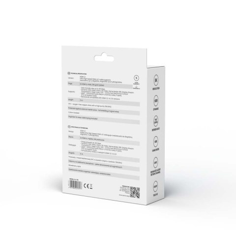 Savio Kabel HDMI (M) v2.1, kątowy, 5m, 8K, miedź, niebiesko-czarny, złote końcówki, ethernet/3D, CL-175 Savio Kabel HDMI (M) v2.1, kątowy, 5m, 8K, miedź, niebiesko-czarny, złote końcówki, ethernet/3D, CL-175