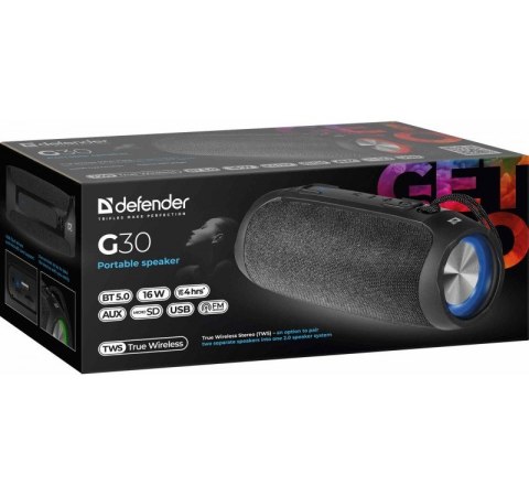 Defender Głośnik Bluetooth G30 16W BT/FM/AUX LIGHTS
