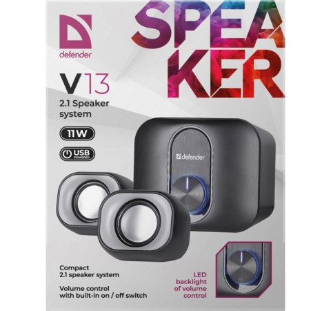 Defender Głośniki komputerowe V13 2.1 11W USB podświetlenie LED Defender Głośniki komputerowe V13 2.1 11W USB podświetlenie LED