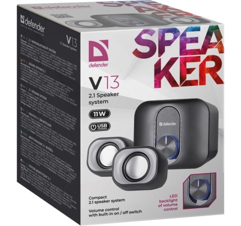 Defender Głośniki komputerowe V13 2.1 11W USB podświetlenie LED Defender Głośniki komputerowe V13 2.1 11W USB podświetlenie LED