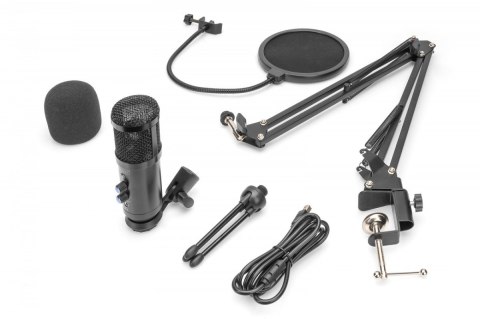 Digitus Mikrofon pojemnościowy USB, metalowy, ramię z gwintem 3/8 cala, pop filtr, z kablem USB 1,5m, Czarny Digitus Mikrofon pojemnościowy USB, metalowy, ramię z gwintem 3/8 cala, pop filtr, z kablem USB 1,5m, Czarny