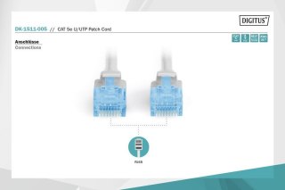 Digitus Patch cord kat.5e UTP, CU, AWG 26/7 0,5m Szary
