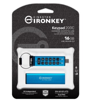 Kingston Pendrive 16GB IronKey Keypad 200C USB-C FIPS140-3 Lvl3 AES-256