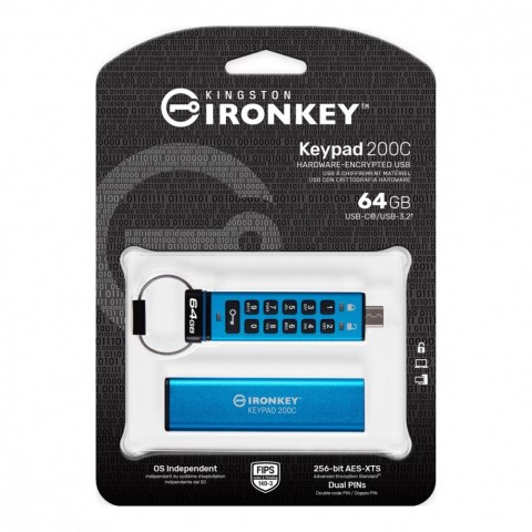 Kingston Pendrive 64GB IronKey Keypad 200C USB-C FIPS140-3 Lvl3 AES-256 Kingston Pendrive 64GB IronKey Keypad 200C USB-C FIPS140-3 Lvl3 AES-256