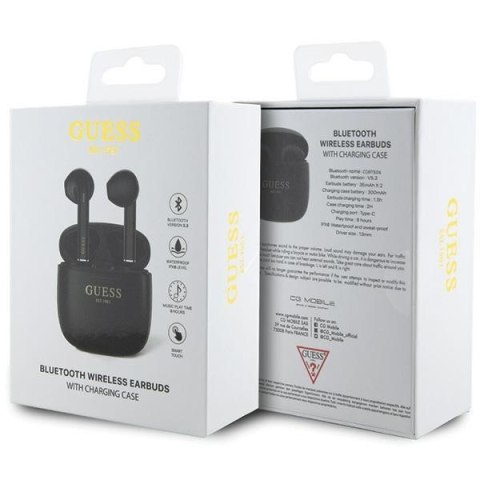 GUESS Słuchawki Bluetooth TWS GUTWST26PSK Czarne GUESS Słuchawki Bluetooth TWS GUTWST26PSK Czarne