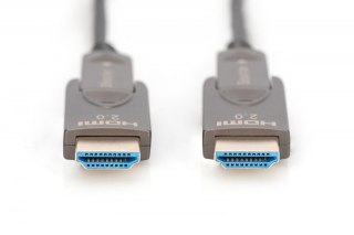 Digitus Kabel hybrydowy AOC HDMI 2.0 Premium High Speed Ethernet 4K60Hz UHD HDMI D/A HDMI D/A M/M z odłączanym wtykiem, 20m, Czarny