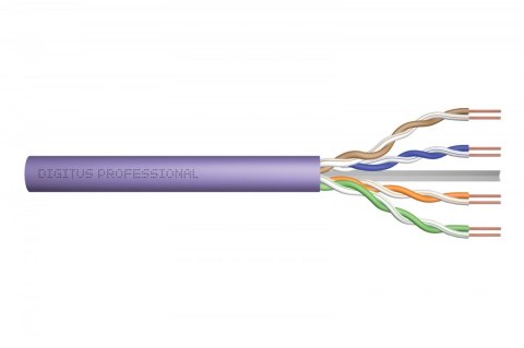 Digitus Kabel teleinformatyczny, instalacyjny, U/UTP kat.6 4x2xAWG23/1, drut, miedziany, LSZH, 100m, fioletowy Digitus Kabel teleinformatyczny, instalacyjny, U/UTP kat.6 4x2xAWG23/1, drut, miedziany, LSZH, 100m, fioletowy