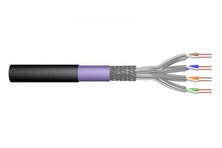 Digitus Kabel teleinformatyczny instalacyjny zewnętrzny kat.7, S/FTP, Eca, drut, AWG 23/1, PE, 1000m, czarny, szpula