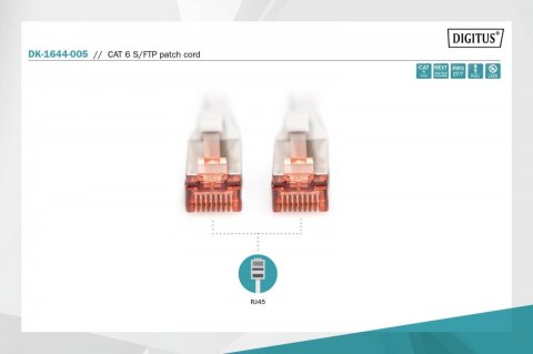 Digitus Patch cord S/FTP kat.6 LS0H 0,5m Szary Digitus Patch cord S/FTP kat.6 LS0H 0,5m Szary