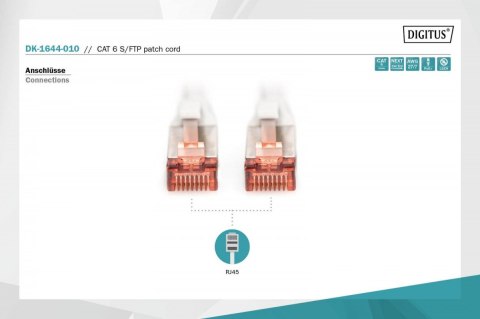 Digitus Patch cord S/FTP kat.6 LS0H 1m Szary Digitus Patch cord S/FTP kat.6 LS0H 1m Szary