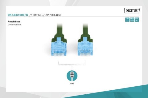 Digitus Patch cord U/UTP kat.5e PVC 0,5m zielony Digitus Patch cord U/UTP kat.5e PVC 0,5m zielony