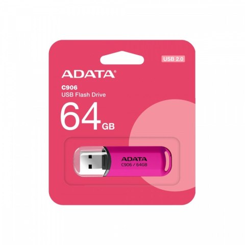 Adata Pendrive C906 64GB USB2.0 różowy Adata Pendrive C906 64GB USB2.0 różowy