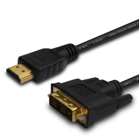Savio Kabel HDMI 19 pin (M) - DVI 18+1 (M) 1,8m, złote końcówki, CL-139 Savio Kabel HDMI 19 pin (M) - DVI 18+1 (M) 1,8m, złote końcówki, CL-139