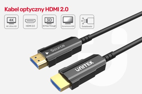 Unitek Kabel Optyczny HDMI 2.0 10m 4K60Hz C11072BK-10M Unitek Kabel Optyczny HDMI 2.0 10m 4K60Hz C11072BK-10M