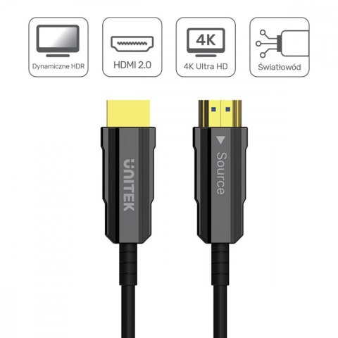 Unitek Kabel Optyczny HDMI 2.0 20m 4K60Hz C11072BK-20M Unitek Kabel Optyczny HDMI 2.0 20m 4K60Hz C11072BK-20M