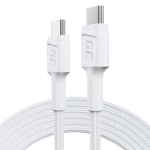 Green Cell Kabel PowerStream USB-C do USB-C 2m, PD 60W, QC 3.0, biały Green Cell Kabel PowerStream USB-C do USB-C 2m, PD 60W, QC 3.0, biały