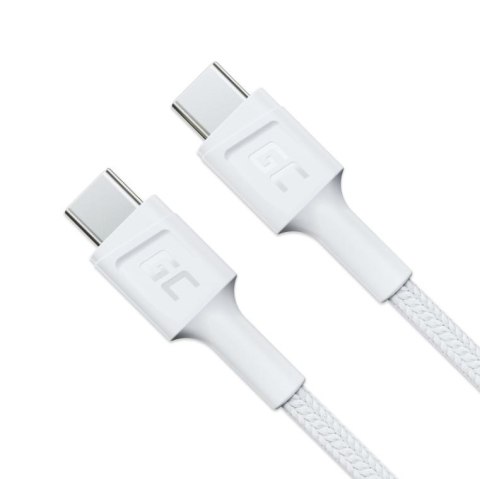Green Cell Kabel PowerStream USB-C do USB-C 2m, PD 60W, QC 3.0, biały Green Cell Kabel PowerStream USB-C do USB-C 2m, PD 60W, QC 3.0, biały
