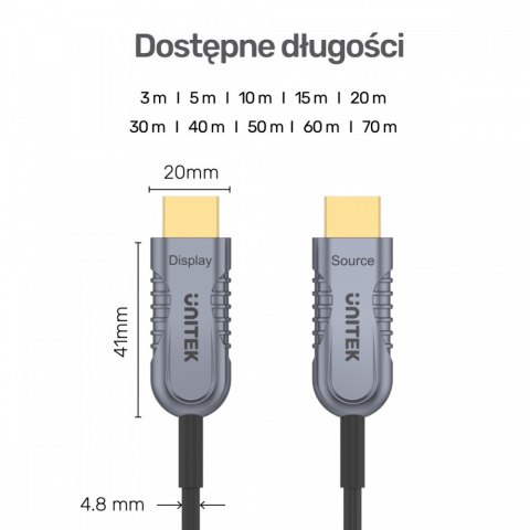 Unitek Kabel optyczny HDMI 2.1 AOC 10m 4K60Hz C11028DGY Unitek Kabel optyczny HDMI 2.1 AOC 10m 4K60Hz C11028DGY