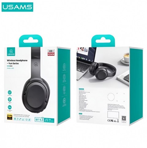USAMS Słuchawki Bluetooth 5.3 nauszne Yun Series YG23 Czarne USAMS Słuchawki Bluetooth 5.3 nauszne Yun Series YG23 Czarne