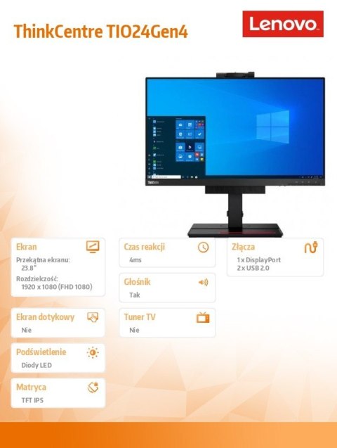 Lenovo Monitor 23.8 ThinkCentre Tiny-in-One 24Gen4 WLED 11GEPAT1EU Lenovo Monitor 23.8 ThinkCentre Tiny-in-One 24Gen4 WLED 11GEPAT1EU
