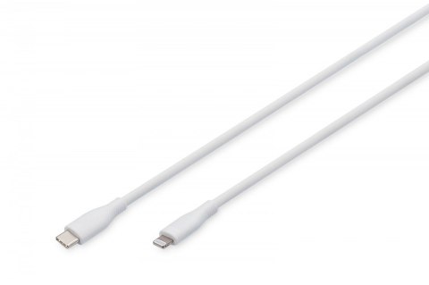 Digitus Kabel połączeniowy silikonowy USB-C - Lightning, USB 2.0 60W, certyfikat MFI, 0,5m Biały