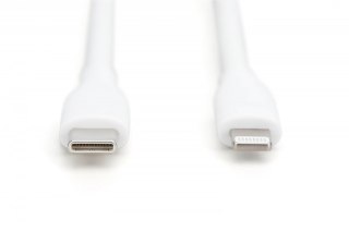 Digitus Kabel zasilający silikonowy USB-C - Lightning, USB 2.0 60W, certyfikat MFI, 0,5m Biały