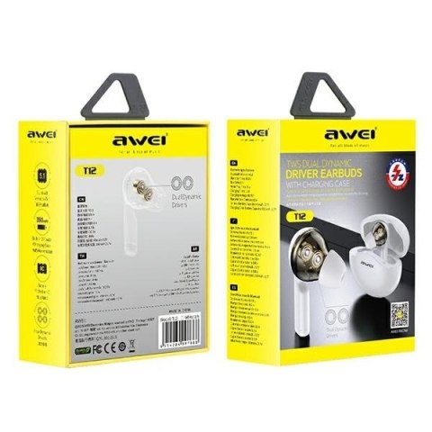 AWEI Słuchawki Bluetooth TWS T12 Białe AWEI Słuchawki Bluetooth TWS T12 Białe