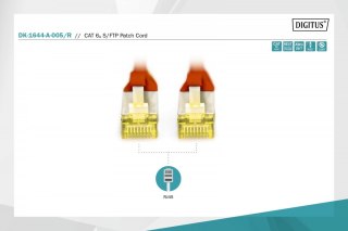 Digitus Patch cord S/FTP kat.6A LSOH 0,5m Czerwony