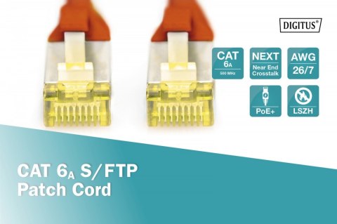 Digitus Patch cord S/FTP kat.6A LSOH 0,5m Czerwony Digitus Patch cord S/FTP kat.6A LSOH 0,5m Czerwony