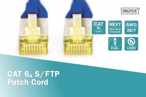 Digitus Patch cord S/FTP kat.6A LSOH 0,5m Niebieski Digitus Patch cord S/FTP kat.6A LSOH 0,5m Niebieski