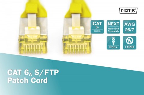 Digitus Patch cord S/FTP kat.6A LSOH 0,5m Żółty Digitus Patch cord S/FTP kat.6A LSOH 0,5m Żółty