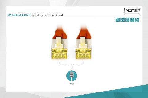 Digitus Patch cord S/FTP kat.6A LSOH 1m Czerwony Digitus Patch cord S/FTP kat.6A LSOH 1m Czerwony