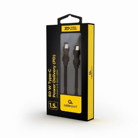 Gembird Kabel USB C(M) do USB C(M) Power Delivery 60W ładowanie + dane 1.5m Gembird Kabel USB C(M) do USB C(M) Power Delivery 60W ładowanie + dane 1.5m