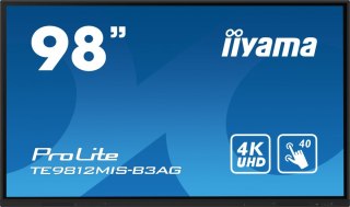 IIYAMA Monitor 97.5 cala ProLite TE9812MIS-B3AG,INFRARED,40pkt,IPS,4K, 24/7, 7H, WiFi,VGA, HDMI, USB-c, Bluetooth,metal,8ms, vesa, głoś