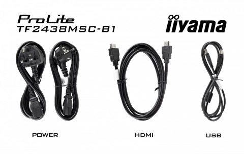 IIYAMA Monitor wielkoformatowy 23.8 cala TF2438MSC-B1 IPS,FHD,DP,HDMI,2x2W,2xUSB,600(cd/m2), 10pkt.7H,IP1X(Front),Pion/Poziom