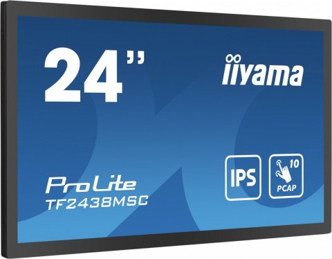 IIYAMA Monitor wielkoformatowy 23.8 cala TF2438MSC-B1 IPS,FHD,DP,HDMI,2x2W,2xUSB,600(cd/m2), 10pkt.7H,IP1X(Front),Pion/Poziom