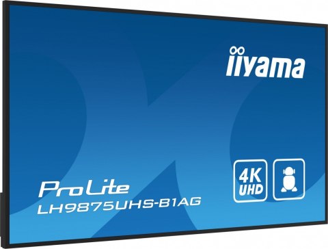 IIYAMA Monitor wielkoformatowy 97.5 cala ProLite LH9875UHS-B1AG 24/7,IPS,ANDROID.11,4K,OPS-PC-SLOT, 2x16W,DAISY.CHAIN,WiFi,500cd/m2