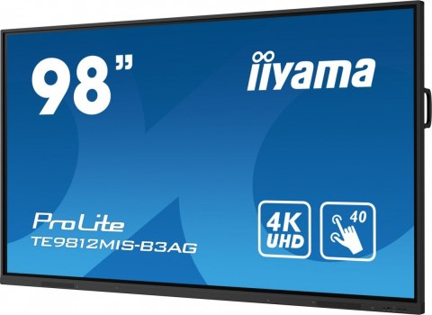 IIYAMA Monitor 97.5 cala ProLite TE9812MIS-B3AG,INFRARED,40pkt,IPS,4K, 24/7, 7H, WiFi,VGA, HDMI, USB-c, Bluetooth,metal,8ms, vesa, głoś