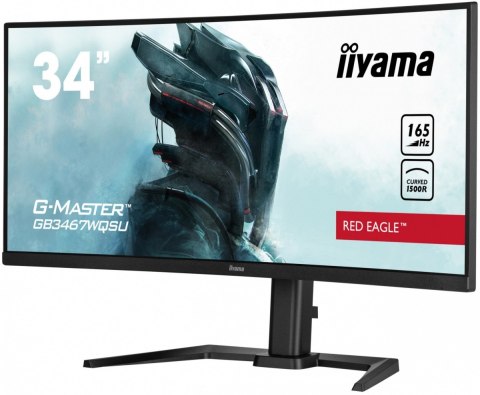 IIYAMA Monitor 34 cale G-MASTER GB3467WQSU-B5 VA,UWQHD,165HZ,HAS(15cm),1500R,4xUSB