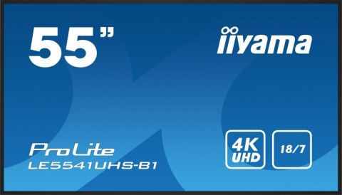 IIYAMA Monitor 55 cali LE5541UHS-B1 IPS,4K,18/7,LAN,USB,HDMI