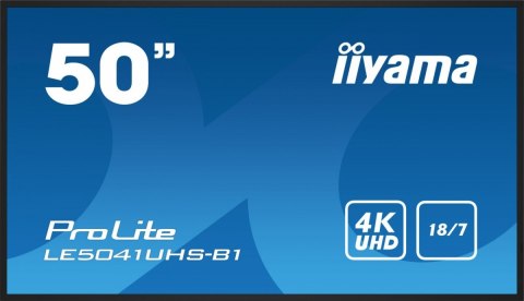 IIYAMA Monitor wielkoformatowy 50 cali LE5041UHS-B1 VA,4K,18/7,LAN,USB,HDMI