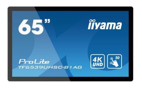 IIYAMA Monitor wielkoformatowy 65 cali TF6539UHSC-B1AG IPS,24/7,4K,IP54,500cd,7H,POJ.50p,LAN IIYAMA Monitor wielkoformatowy 65 cali TF6539UHSC-B1AG IPS,24/7,4K,IP54,500cd,7H,POJ.50p,LAN
