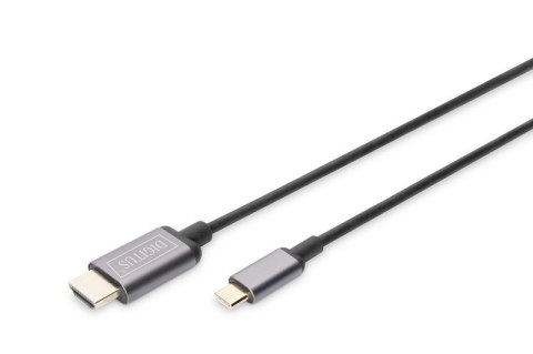 Digitus Kabel adapter HDMI 4K 30Hz na USB Typ C 3.1 metalowa obudowa HQ czarny 1.8m Digitus Kabel adapter HDMI 4K 30Hz na USB Typ C 3.1 metalowa obudowa HQ czarny 1.8m