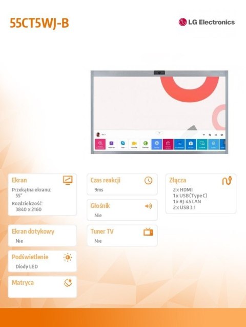 LG Electronics Monitor wielkoformatowy 55CT5WJ-B 55 cali One Quick Works