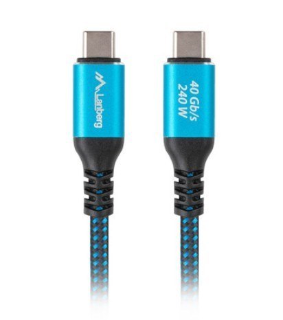 Lanberg Kabel USB-C M/M USB4 1.5M 240W 60HZ czarno-niebieski Lanberg Kabel USB-C M/M USB4 1.5M 240W 60HZ czarno-niebieski