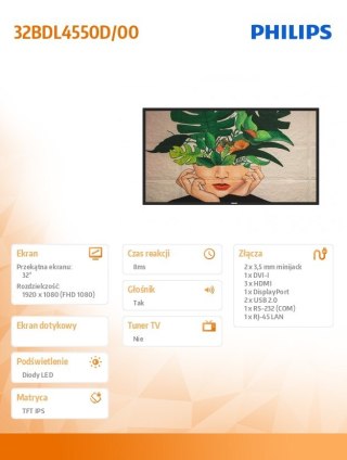 Philips Monitor 32BDL4550D 32 cali Public Display 24/7