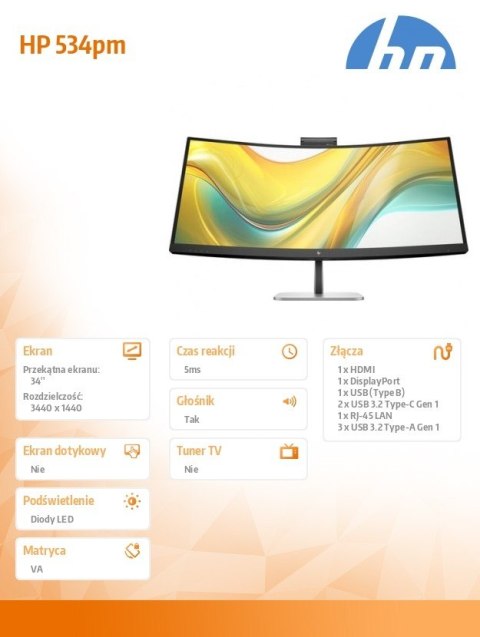 HP Inc. Monitor konferencyjny S5 Pro 534pm WQHD 9E0Z2UT#ABB HP Inc. Monitor konferencyjny S5 Pro 534pm WQHD 9E0Z2UT#ABB